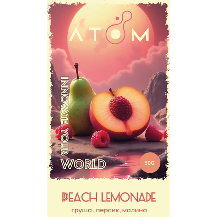 Табак Atom Peach Lemonade (Груша, Персик, Малина)