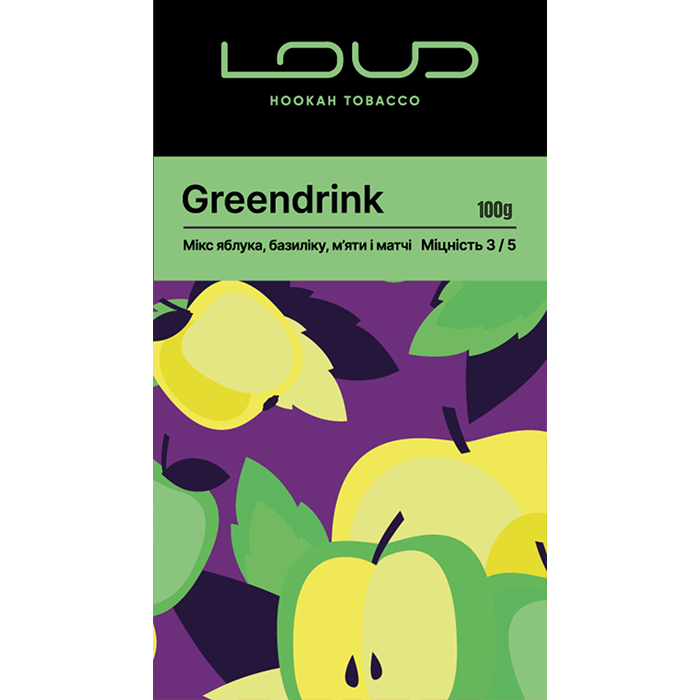 NEW! Табак Loud Dark Line Greendrink (Яблоко, мята, базилик, матчи)