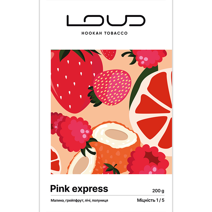 Тютюн Loud Light Line Pink Express (Малина, Грейпфрут, Лічі, Полуниця)