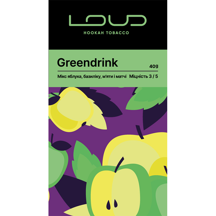 NEW! Тютюн Loud Dark Line Greendrink (Яблуко, м'ята, базилік, матча)